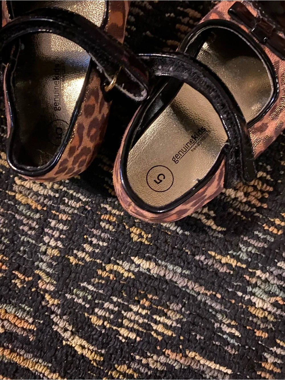 Leopard Print Mary Jane Dress Shoes for Kids - Brown